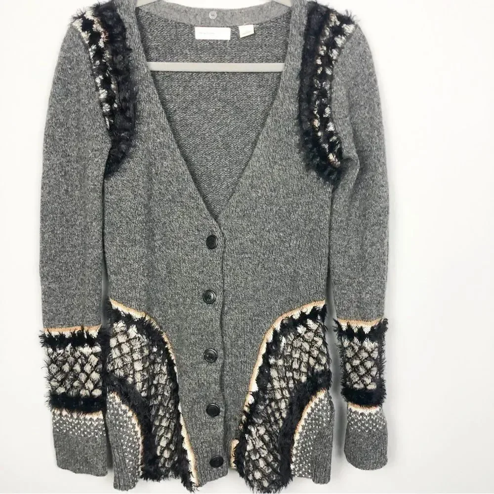 ANTHROPOLOGIE | SLEEPING ON SNOW Corby Lodge Button Cardigan Gray Women’s XS